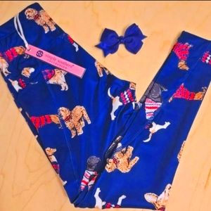 NWT Simply Southern Navy Puppy Dog Leggings Sport Althetic Fit Pockets